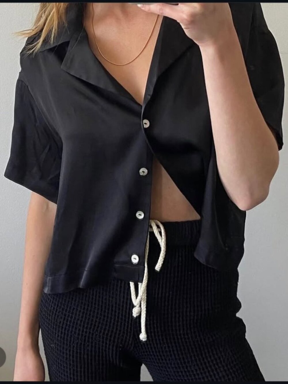 Donni silky cropped short sleeve t shirt Size:XSM